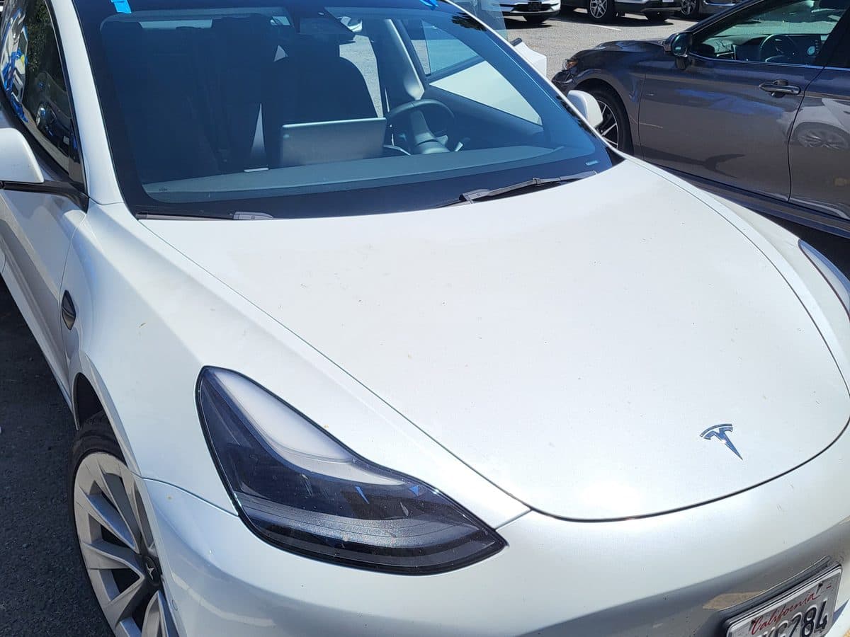Tesla Model 3 with a freshly installed windshield